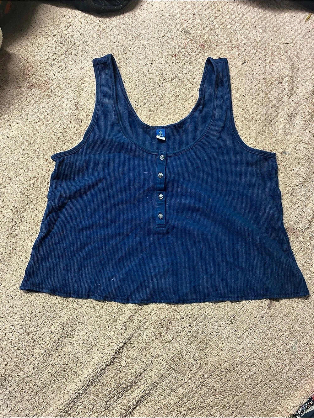 Old Navy Cozy Waffle Pajama Tank Top Blue Large